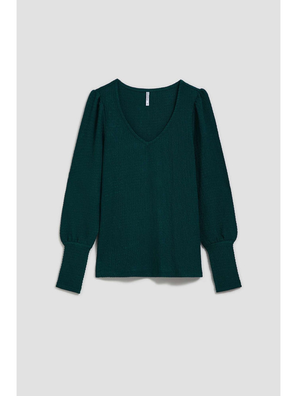 Moodo Smaragdna bluza z V-izrezom Moodo