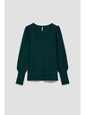 Moodo Smaragdna bluza z V-izrezom Moodo
