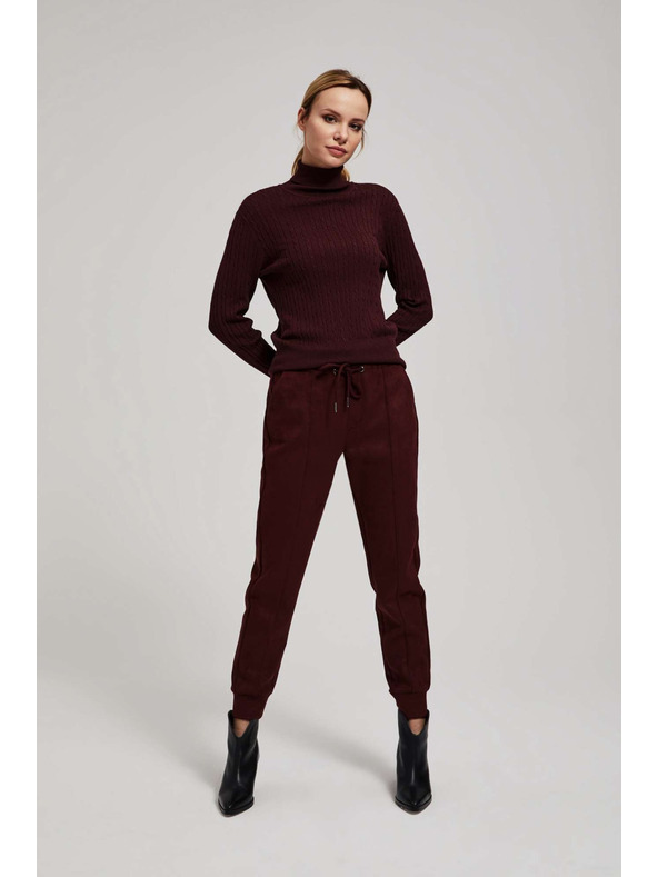 Moodo Kastanjeve hlače z vrvico Moodo