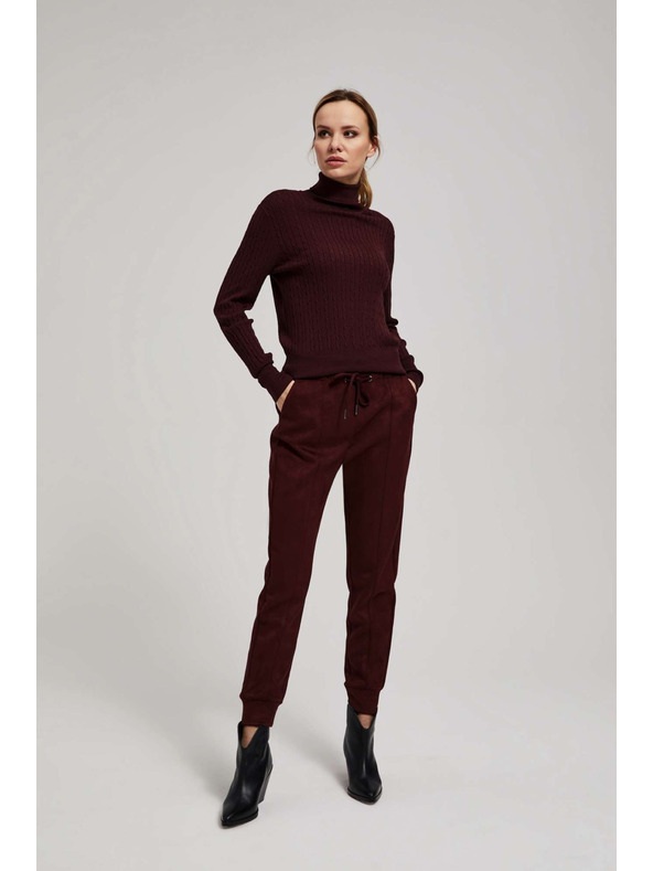 Moodo Kastanjeve hlače z vrvico Moodo