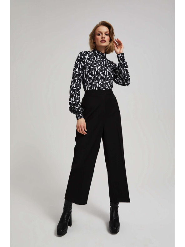 Moodo Gladke hlače z širokimi hlačnicami Moodo