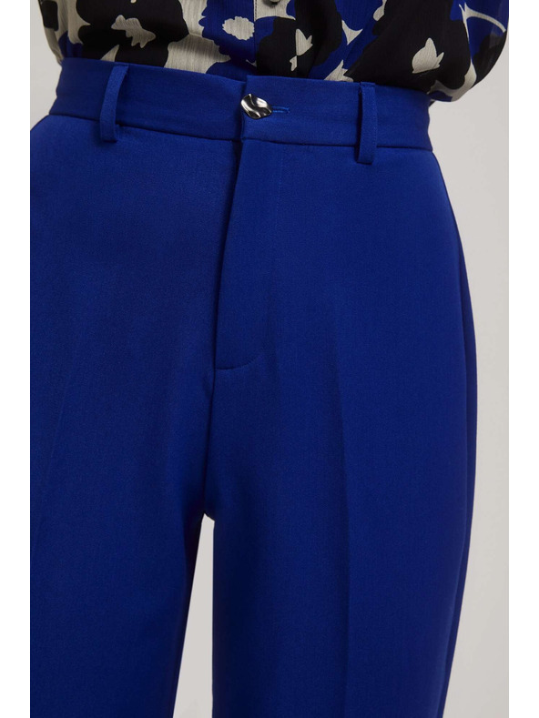 Moodo Modre hlače s strukturo in širokimi hlačnicami Moodo