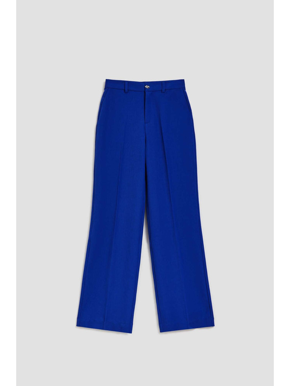 Moodo Modre hlače s strukturo in širokimi hlačnicami Moodo