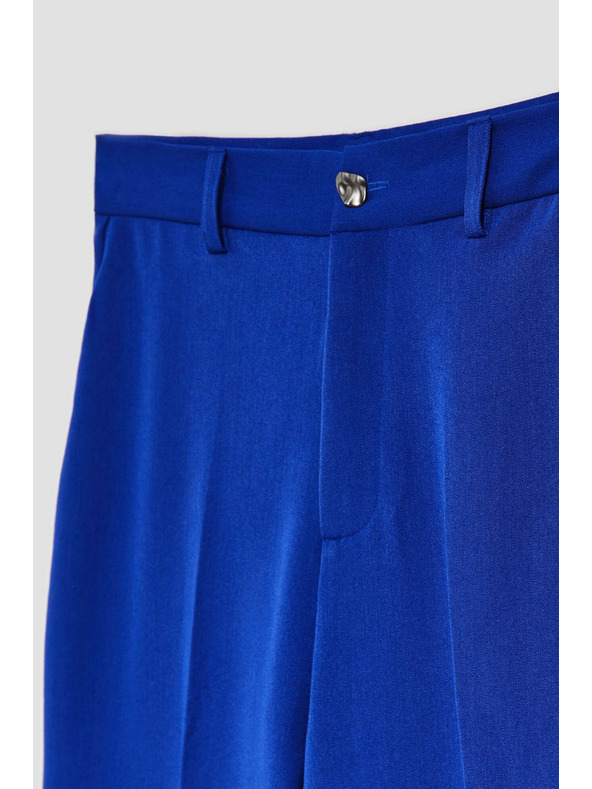 Moodo Modre hlače s strukturo in širokimi hlačnicami Moodo