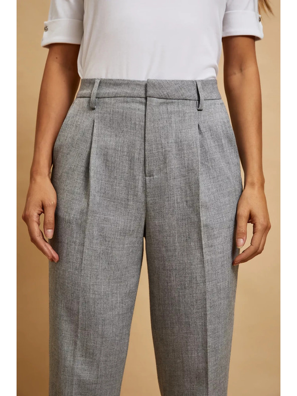Moodo Formalne sive hlače z zavihljivimi hlačnicami Moodo