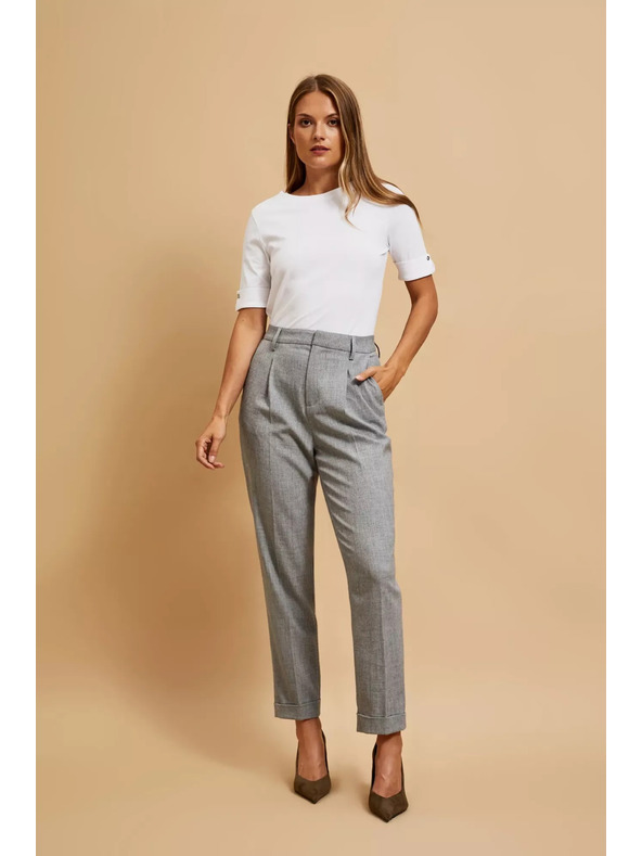 Moodo Formalne sive hlače z zavihljivimi hlačnicami Moodo