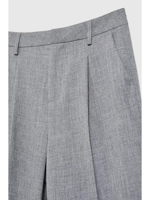 Moodo Formalne sive hlače z zavihljivimi hlačnicami Moodo