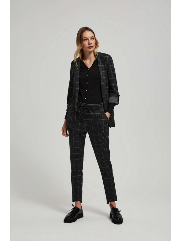 Moodo Črne kariraste hlače Moodo