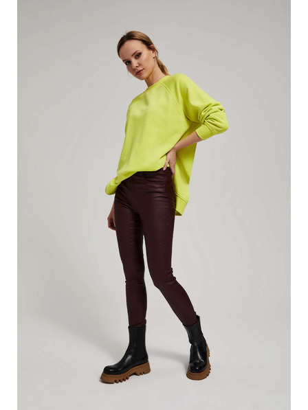 Moodo Voskane ozke kastanjeve hlače Moodo