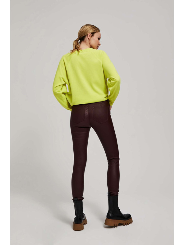 Moodo Voskane ozke kastanjeve hlače Moodo