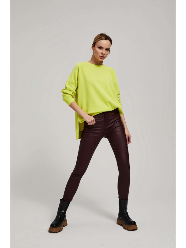 Moodo Voskane ozke kastanjeve hlače Moodo