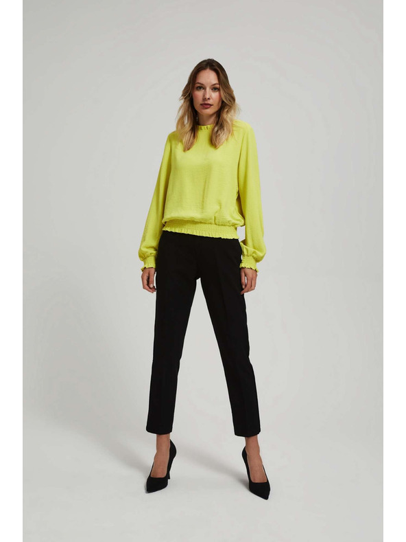 Moodo Črne hlače s strukturo in 7/8 hlačnicami Moodo