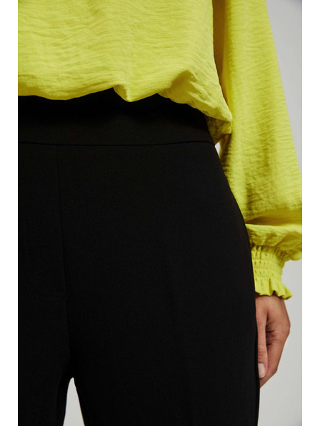 Moodo Črne hlače s strukturo in 7/8 hlačnicami Moodo