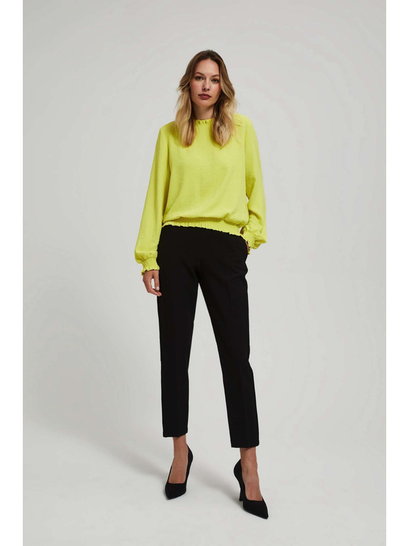 Moodo Črne hlače s strukturo in 7/8 hlačnicami Moodo