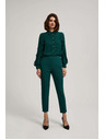 Moodo Smaragdne hlače s strukturo in 7/8 hlačnicami Moodo