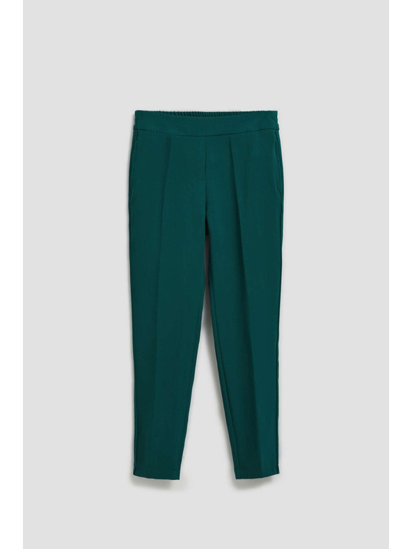 Moodo Smaragdne hlače s strukturo in 7/8 hlačnicami Moodo