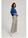 Moodo Rjave hlače s strukturo in širokimi hlačnicami Moodo