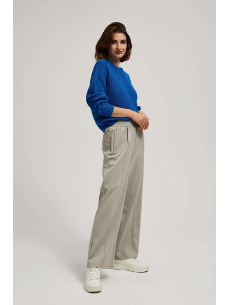 Moodo Rjave hlače s strukturo in širokimi hlačnicami Moodo