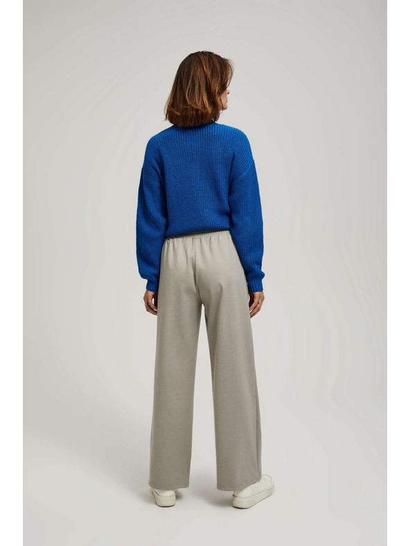 Moodo Rjave hlače s strukturo in širokimi hlačnicami Moodo