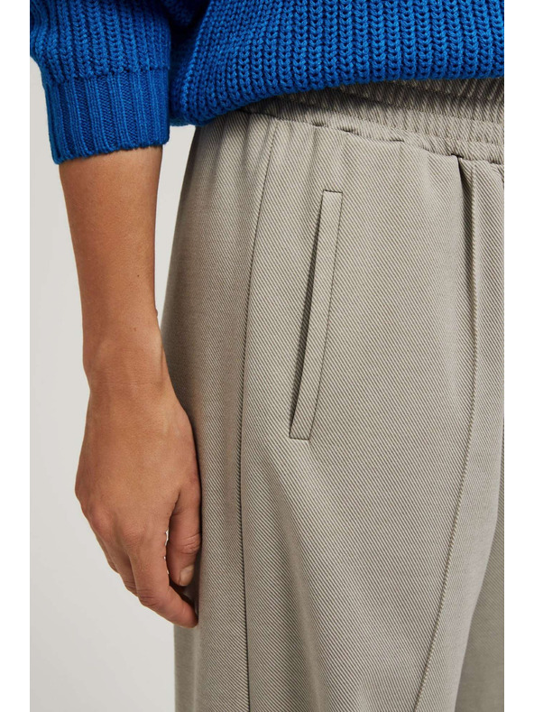 Moodo Rjave hlače s strukturo in širokimi hlačnicami Moodo