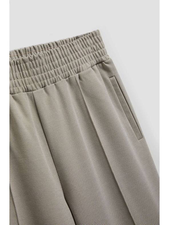 Moodo Rjave hlače s strukturo in širokimi hlačnicami Moodo
