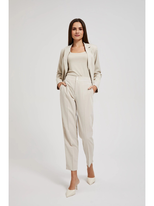 Moodo Gladke cigaretne hlače bež barve Moodo