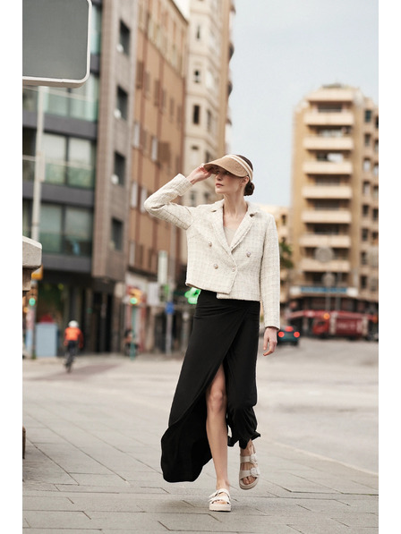 Moodo Črne hlače z širokimi hlačnicami Moodo