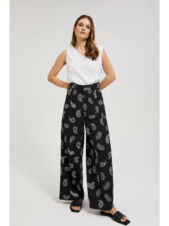 Moodo Črne hlače z nežnim vzorcem Moodo