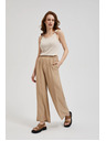 Moodo Bež hlače z širokimi hlačnicami in elastičnim pasom Moodo