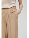 Moodo Bež hlače z širokimi hlačnicami in elastičnim pasom Moodo