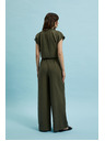 Moodo Olivne bombažne hlače z širokimi hlačnicami Moodo