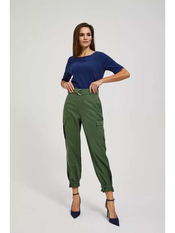 Moodo Khaki cargo hlače z zoženimi hlačnicami Moodo