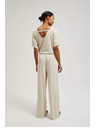Moodo Bež hlače iz rebraste pletenine Moodo