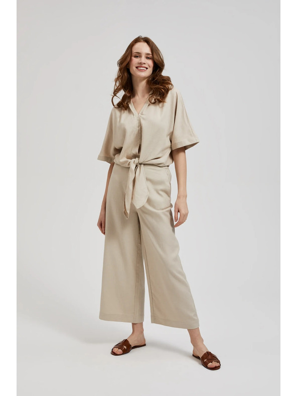 Moodo Lanene hlačno krilo bež barve Moodo