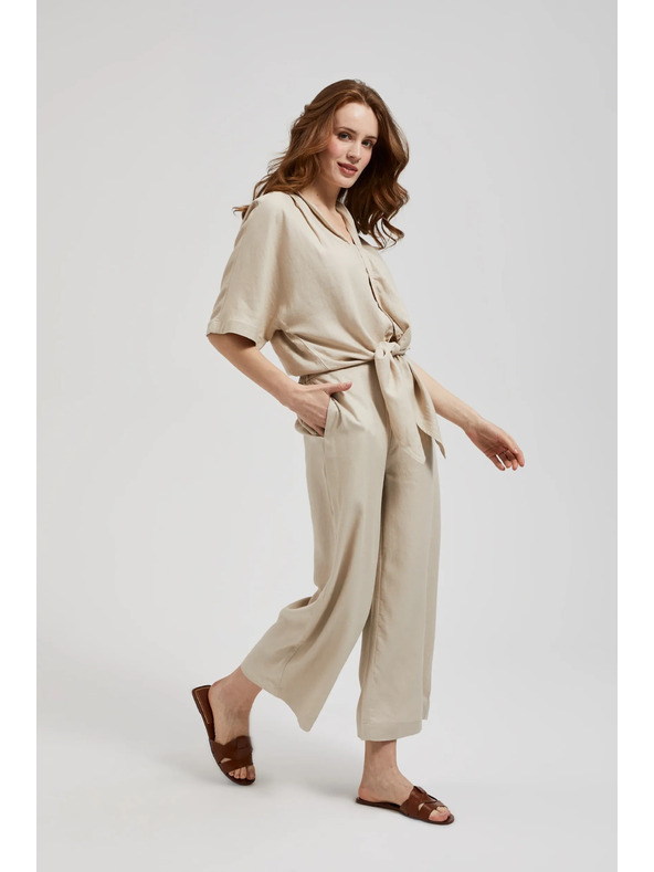 Moodo Lanene hlačno krilo bež barve Moodo