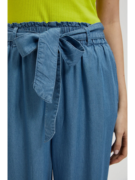 Moodo Modre lyocellove hlače s širokimi hlačnicami Moodo
