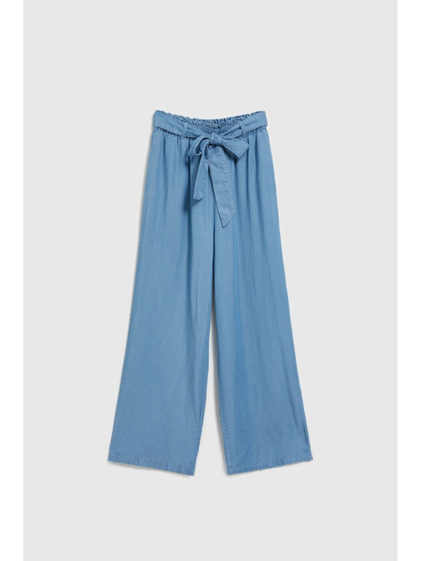 Moodo Modre lyocellove hlače s širokimi hlačnicami Moodo