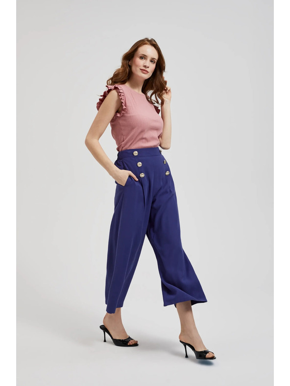 Moodo Vijolične hlače z dekorativnimi gumbi Moodo