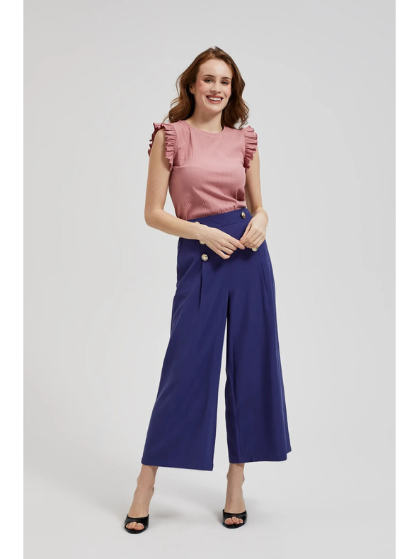 Moodo Vijolične hlače z dekorativnimi gumbi Moodo