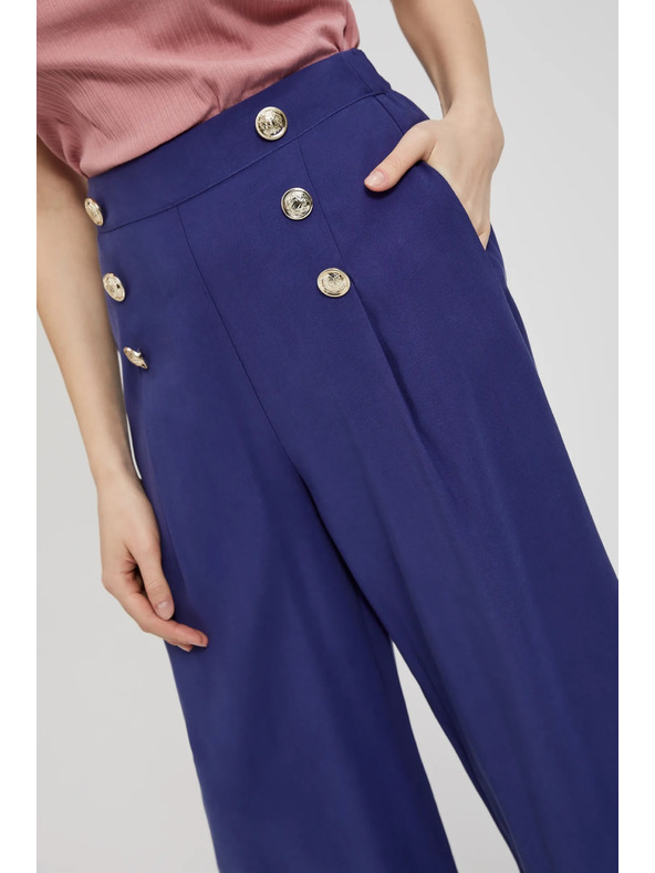 Moodo Vijolične hlače z dekorativnimi gumbi Moodo
