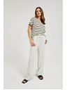 Moodo Lanene hlače prugaste bele Moodo