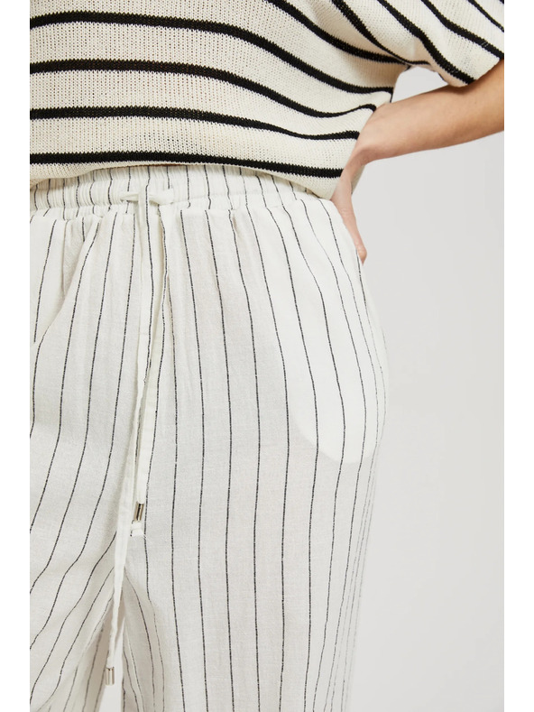 Moodo Lanene hlače prugaste bele Moodo