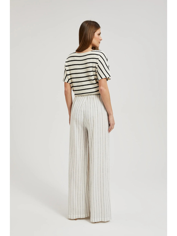 Moodo Lanene hlače prugaste bele Moodo