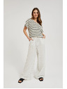 Moodo Lanene hlače prugaste bele Moodo
