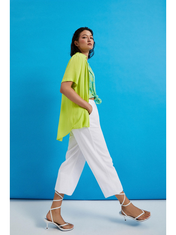 Moodo Gladke viskozne hlače bele Moodo