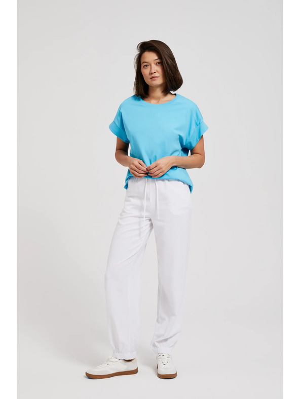 Moodo Gladke viskozne hlače bele Moodo