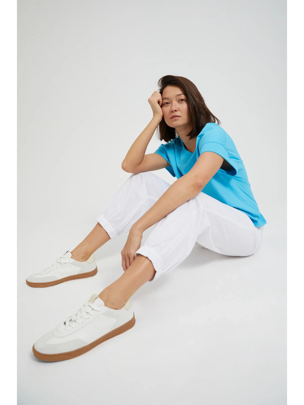 Moodo Gladke viskozne hlače bele Moodo