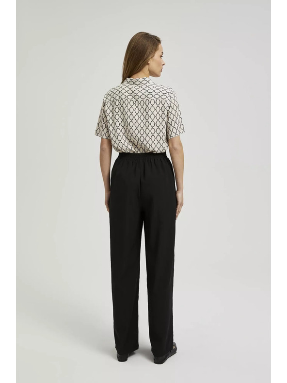 Moodo Gladke hlače s širokimi hlačnicami in pasom v pasu črne Moodo