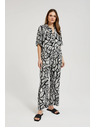 Moodo Viskozne hlače z ravnimi hlačnicami črno-bele Moodo