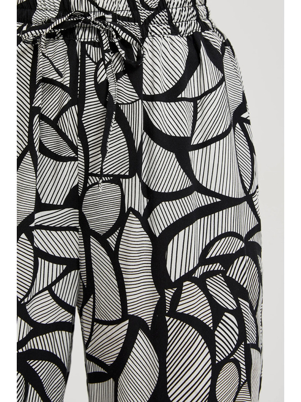 Moodo Viskozne hlače z ravnimi hlačnicami črno-bele Moodo